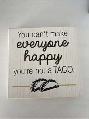 Wooden Taco Sign - White and Black Home Décor